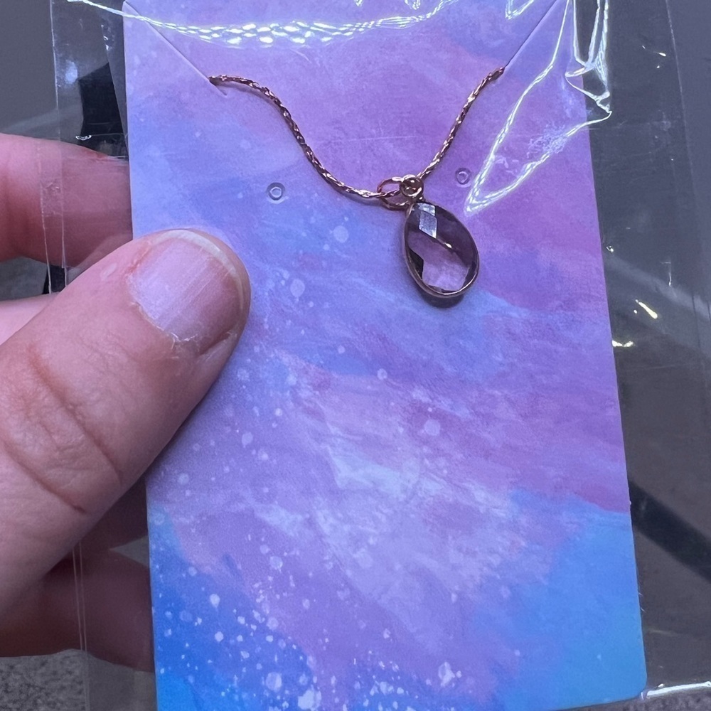 *NWT* Estrella & Luna + Faceted Morganite Gemstone Teardrop Pendant Necklace.